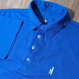 Johnie O Mens Blue S / S Golf Polo Shirt Casual Designer‎ Size Med Polyester
